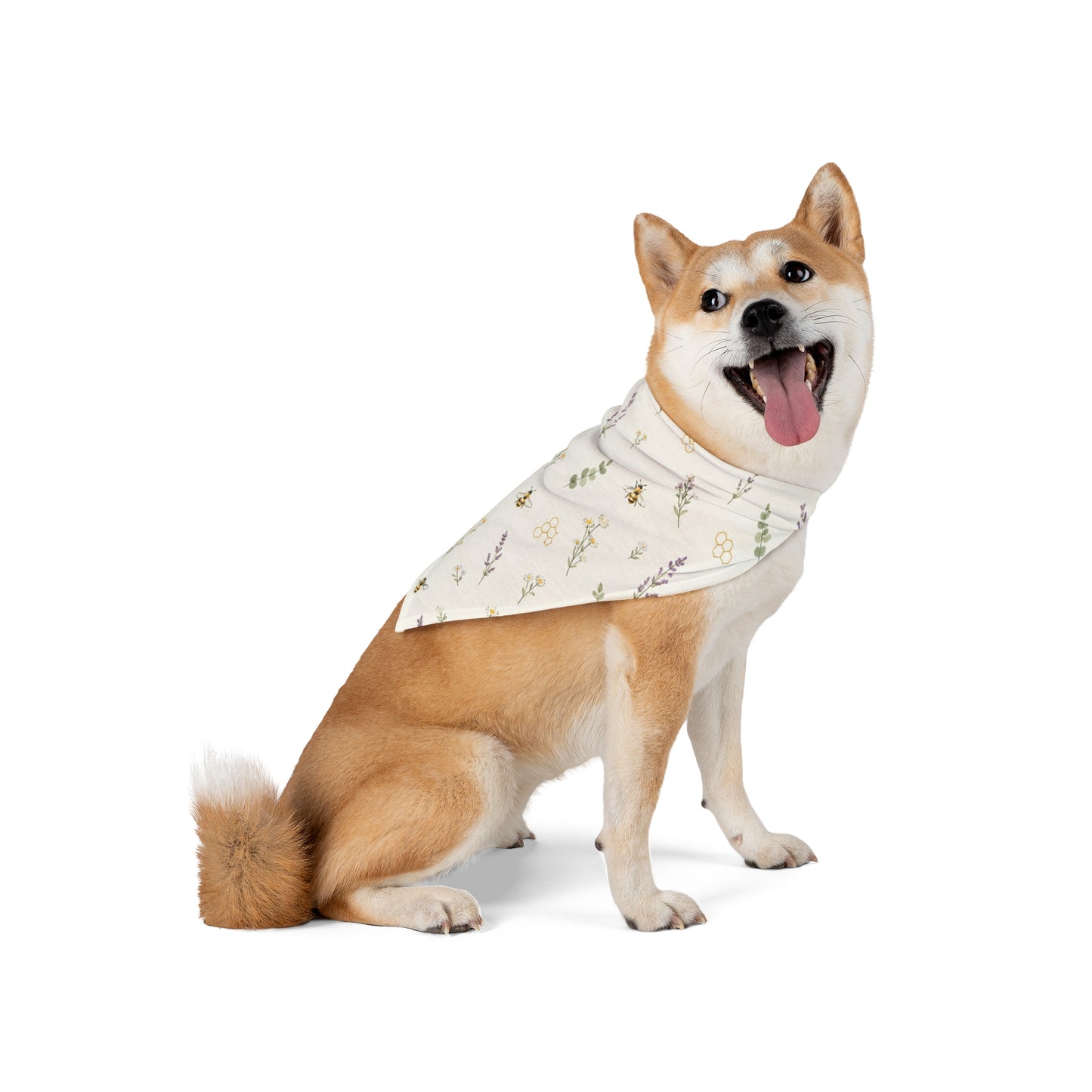 Floral Lavender Sprig Pet Bandana — Soft Pastel Botanical Dog & Cat Accessory