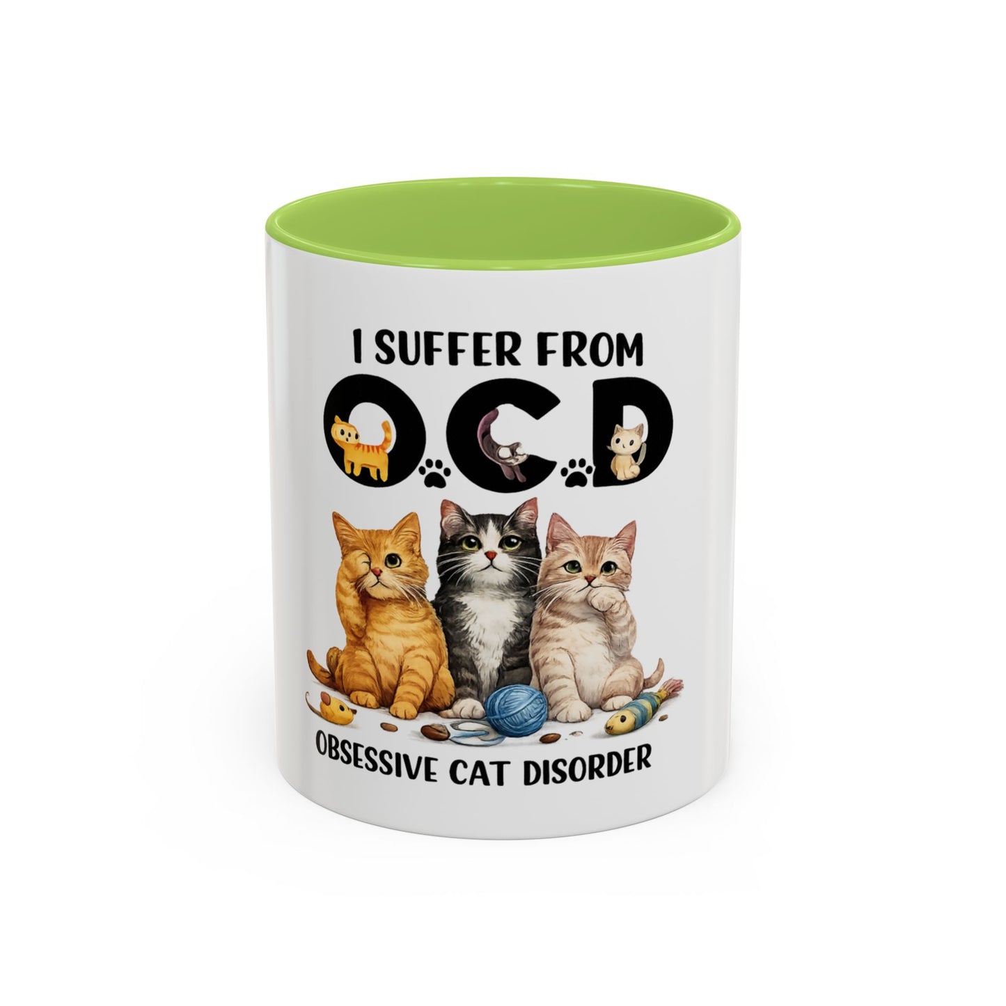 I Suffer From OCD (Obsessive Cat Disorder) Accent Coffee Mug - Cute Cat Lover Gift