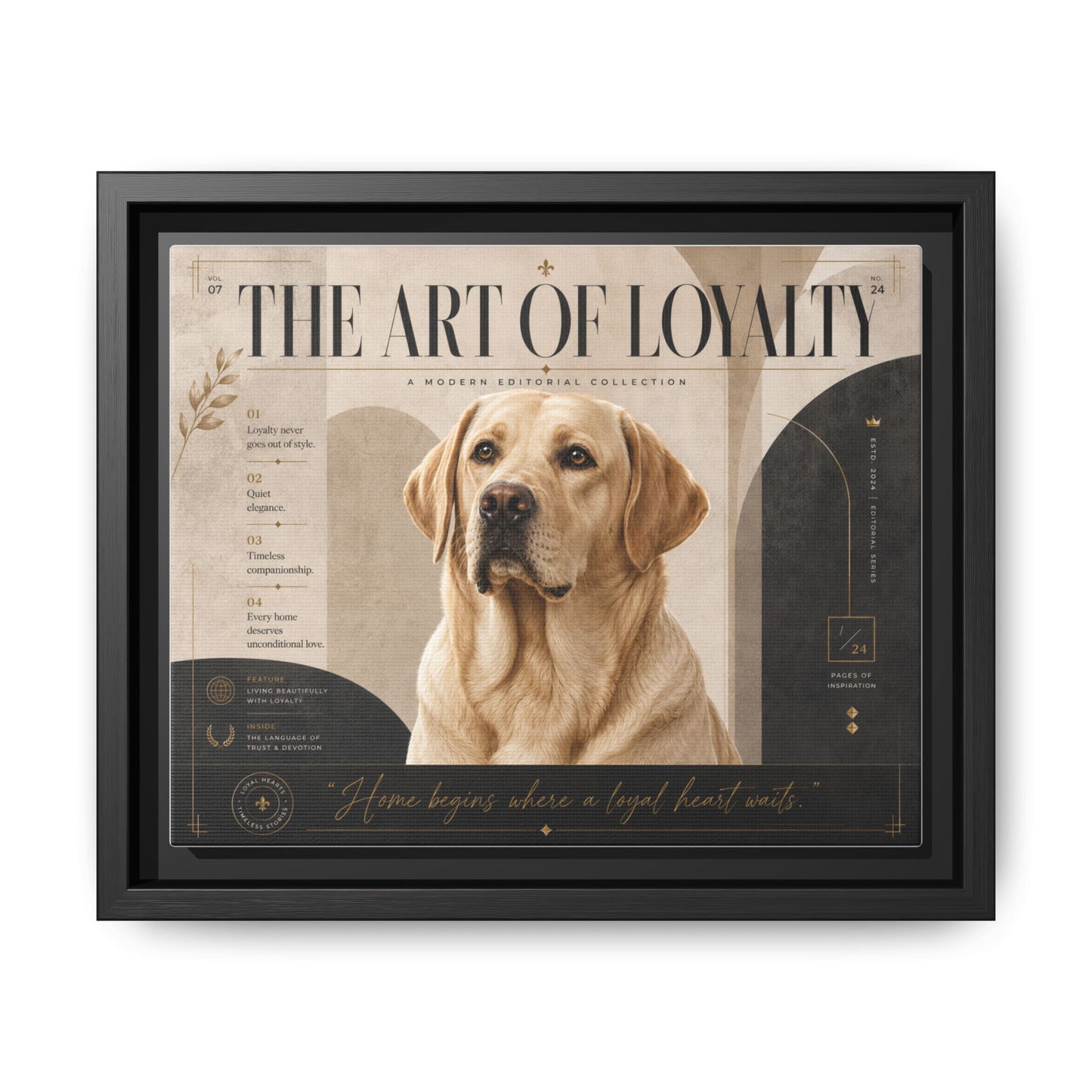 The Art of Loyalty Framed Canvas Print — Labrador Decorative Wall Art