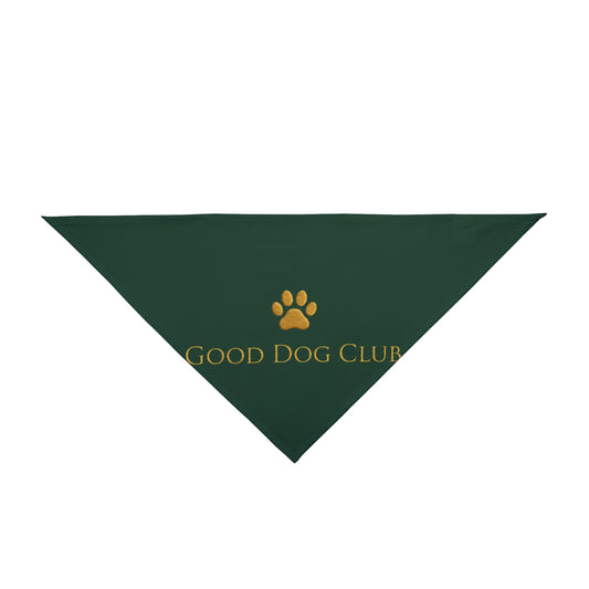 Good Dog Club Pet Bandana — Green Paw Print Dog Scarf