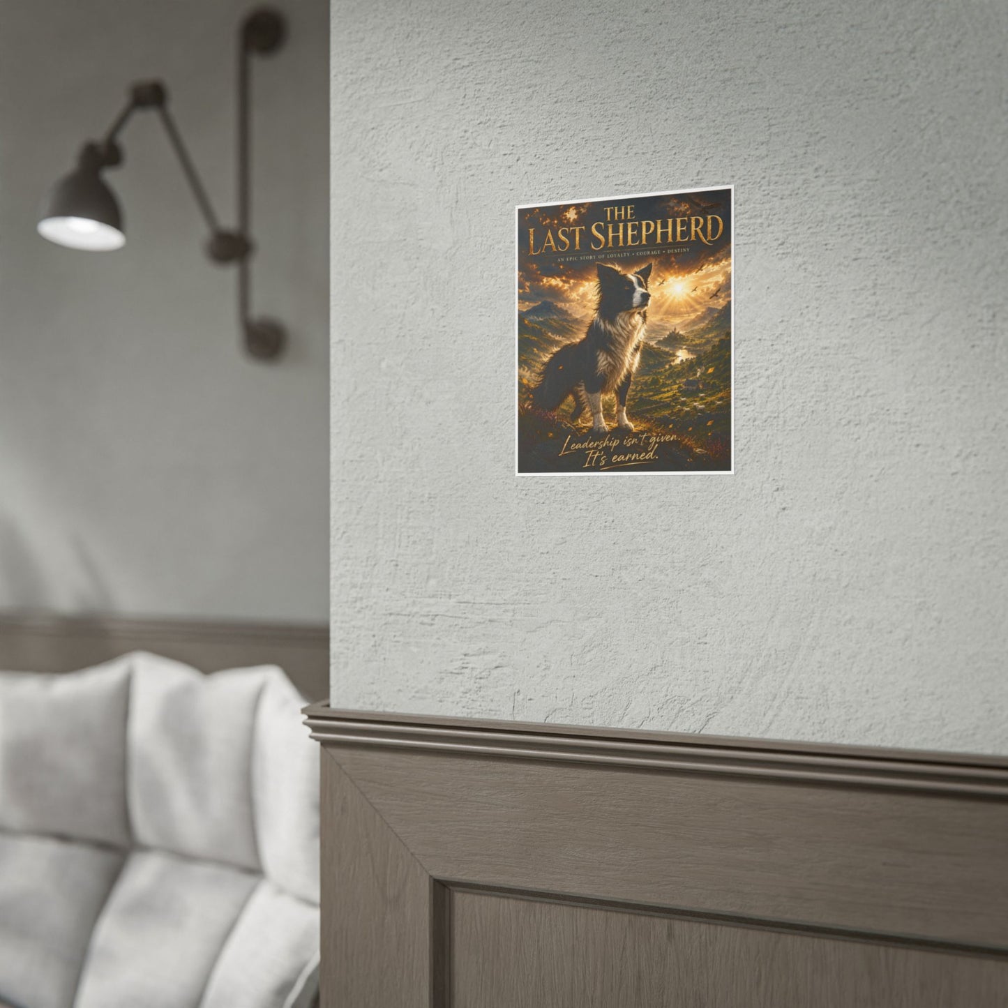 The Last Shepherd Poster — "Leadership Isn't Given. It's Earned." Inspirational Border Collie Wall Art