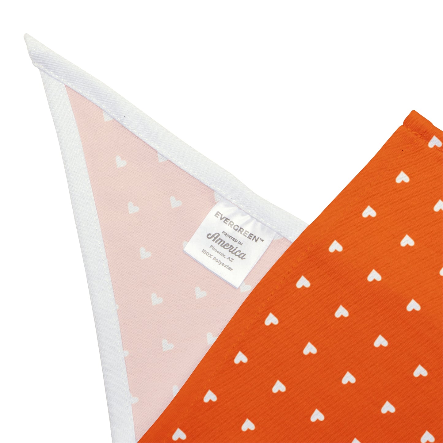 Heart Print Pet Bandana — Orange/Pink Triangle Bandana for Dogs & Cats