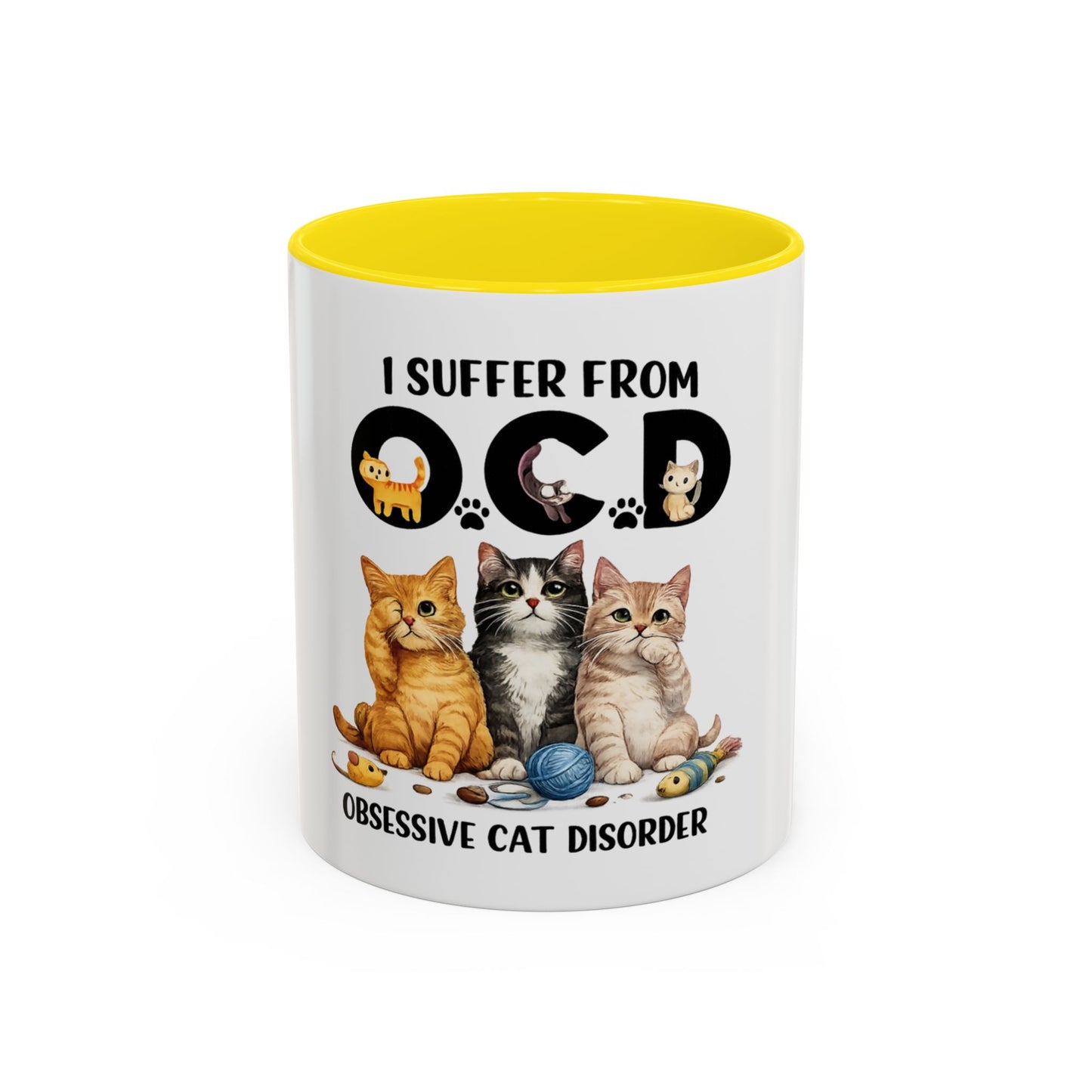 I Suffer From OCD (Obsessive Cat Disorder) Accent Coffee Mug - Cute Cat Lover Gift