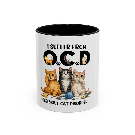 I Suffer From OCD (Obsessive Cat Disorder) Accent Coffee Mug - Cute Cat Lover Gift