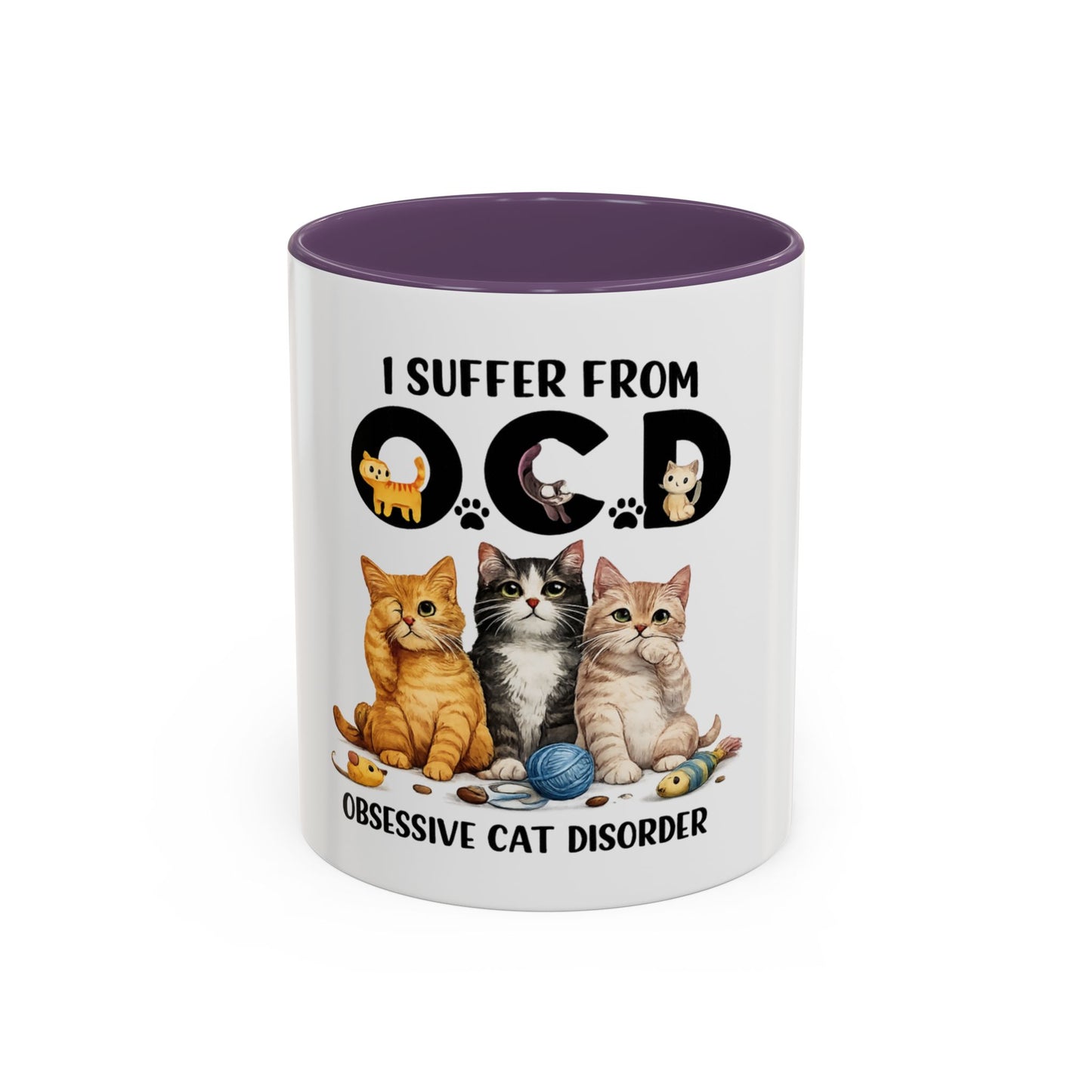 I Suffer From OCD (Obsessive Cat Disorder) Accent Coffee Mug - Cute Cat Lover Gift