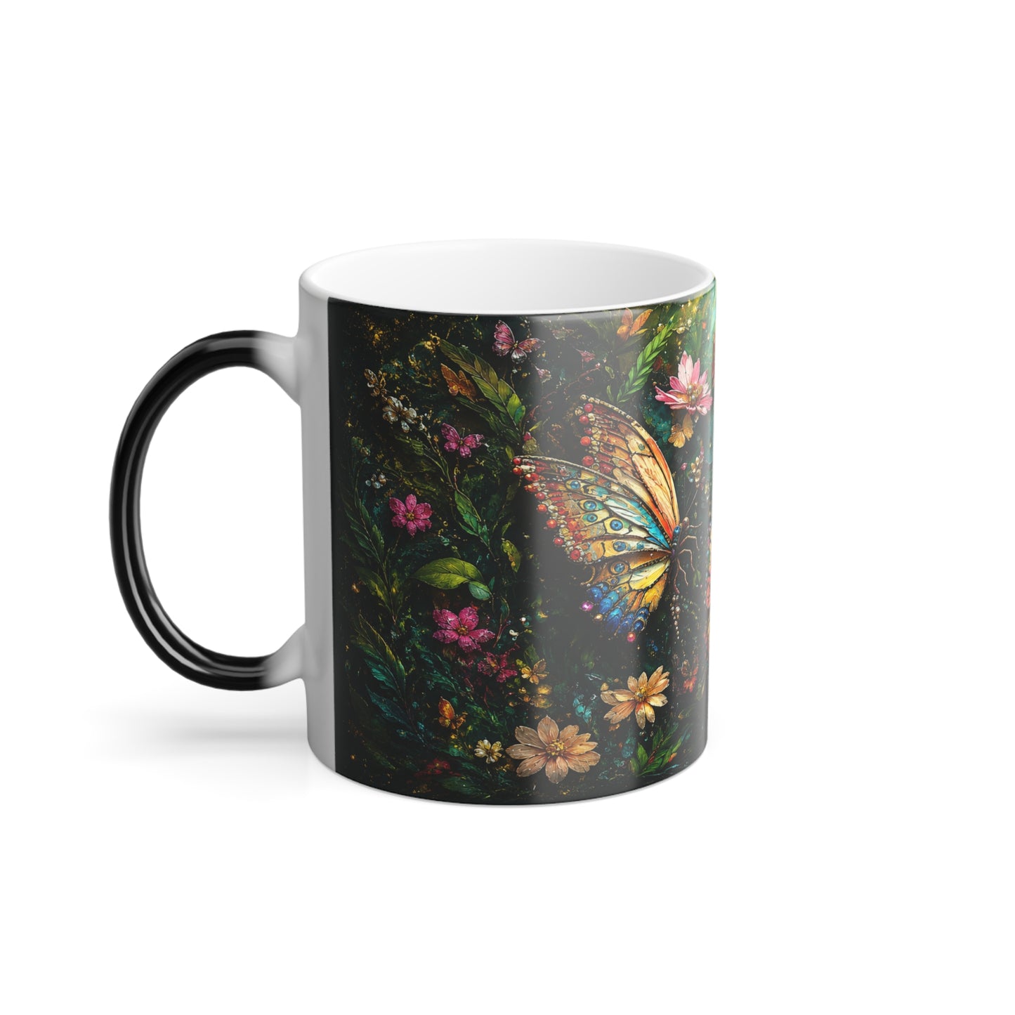 Color-Changing Mug — Rainbow Butterflies Magic Heat Reveal, 11oz
