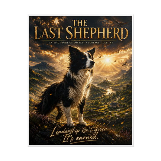 The Last Shepherd Poster — "Leadership Isn't Given. It's Earned." Inspirational Border Collie Wall Art