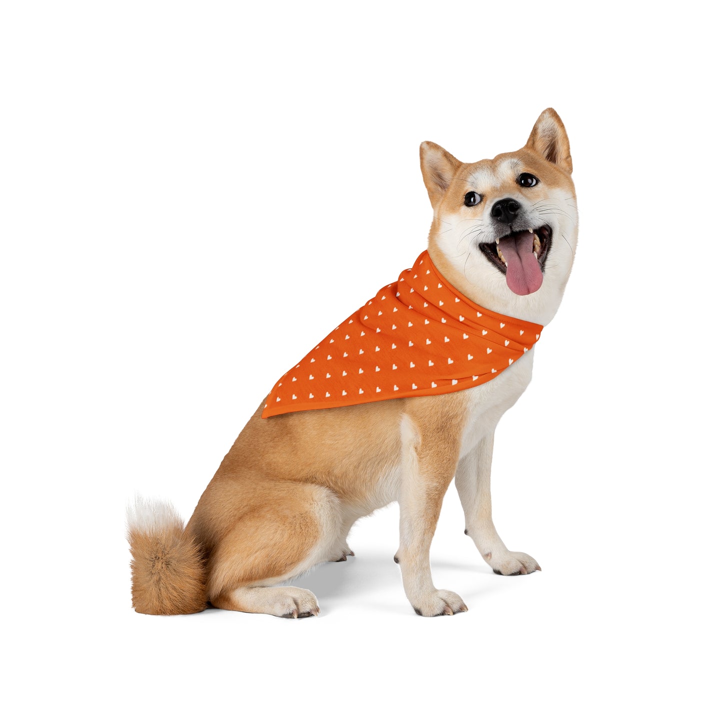 Heart Print Pet Bandana — Orange/Pink Triangle Bandana for Dogs & Cats