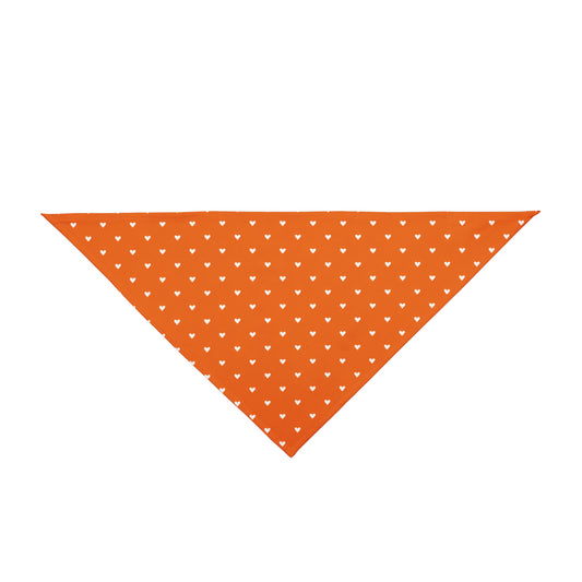 Heart Print Pet Bandana — Orange/Pink Triangle Bandana for Dogs & Cats